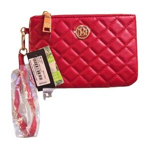 BADGLEY MISCHKA Diamond Quilted Clutch Wristlet, Red